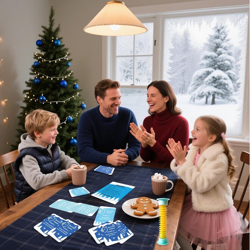 MLOLM Winter 5 Second Game Cards 108 Christmas Winter 5 Second Rule Game Cards with 5 Second Hourglass -Fun Travel Game Night Think Fast Shout Out Answers - Image 3